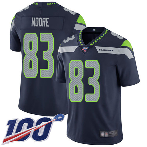 Seattle Seahawks Limited Navy Blue Men David Moore Home Jersey NFL Football 83 100th Season Vapor Untouchable